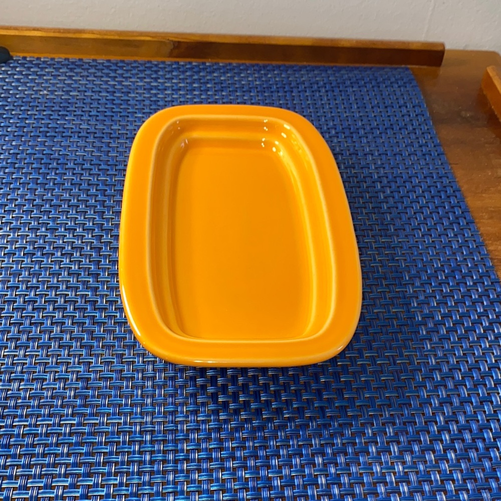 Fiesta Ware Tangerine butter dish, EUC